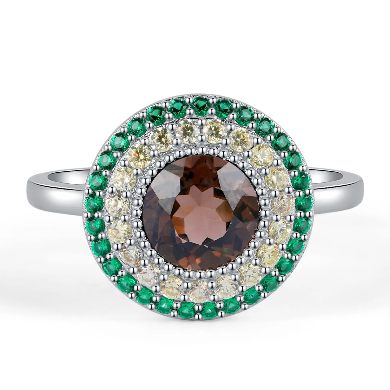 JewelryPalace Halo Avocado Anello Argento 925 Quarzo 2ct