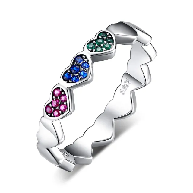 JewelryPalace Anello Cuori Impilabile Argento 925 Multicolore