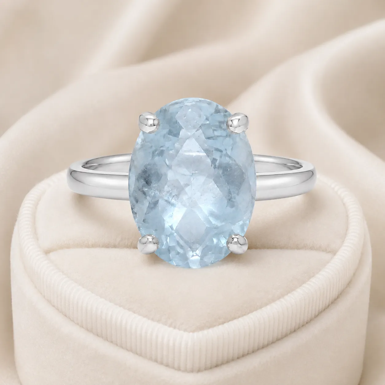 Victoria Jane Looking Glass anello argento acquamarina