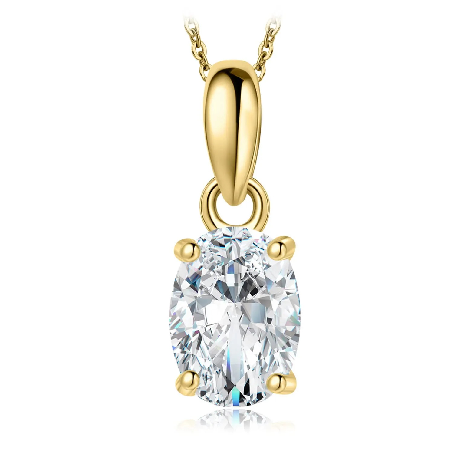 JewelryPalace 2ct Moissanite Collana Oro 45cm Pietra Ovale