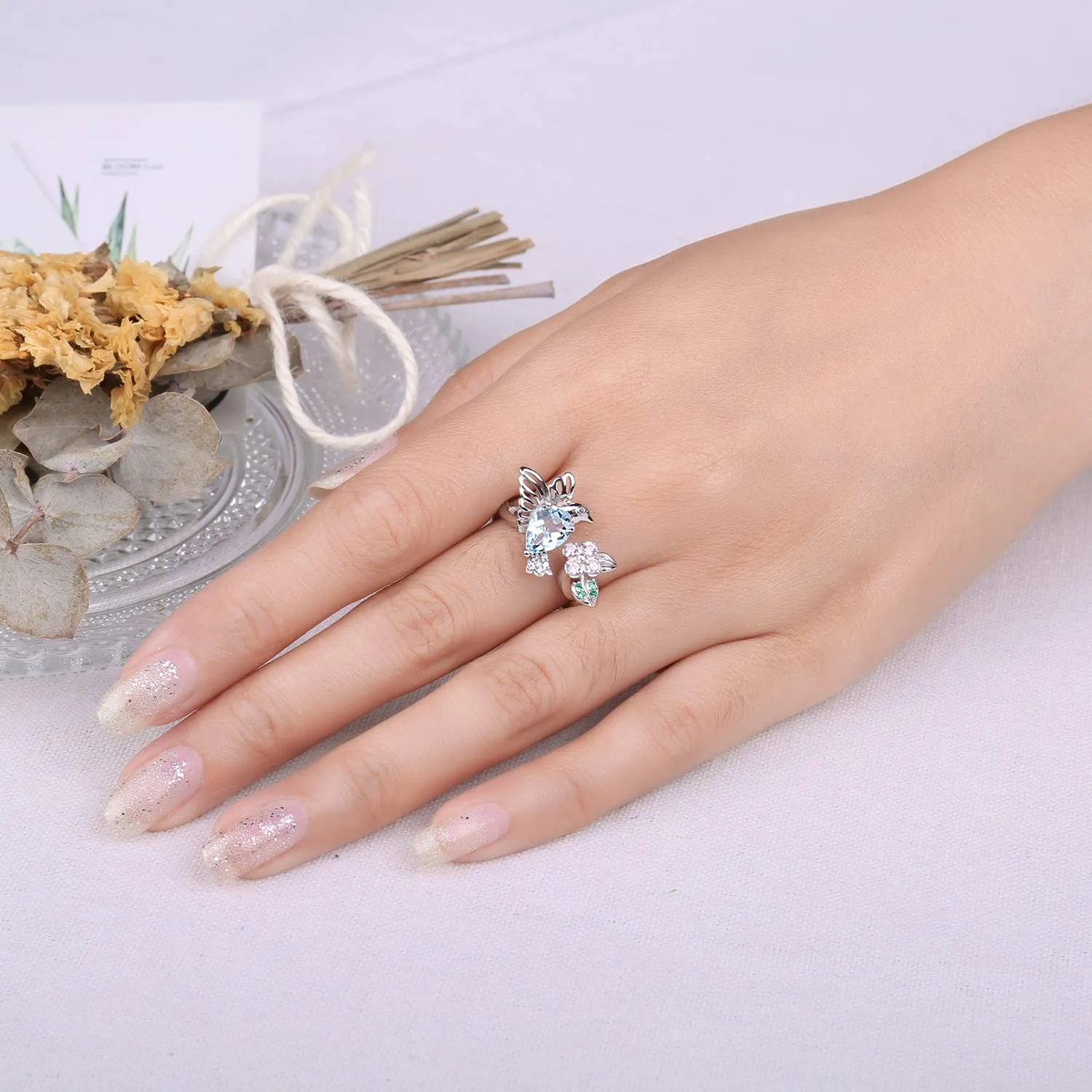 JewelryPalace Colibrì Infinito anello topazio azzurro