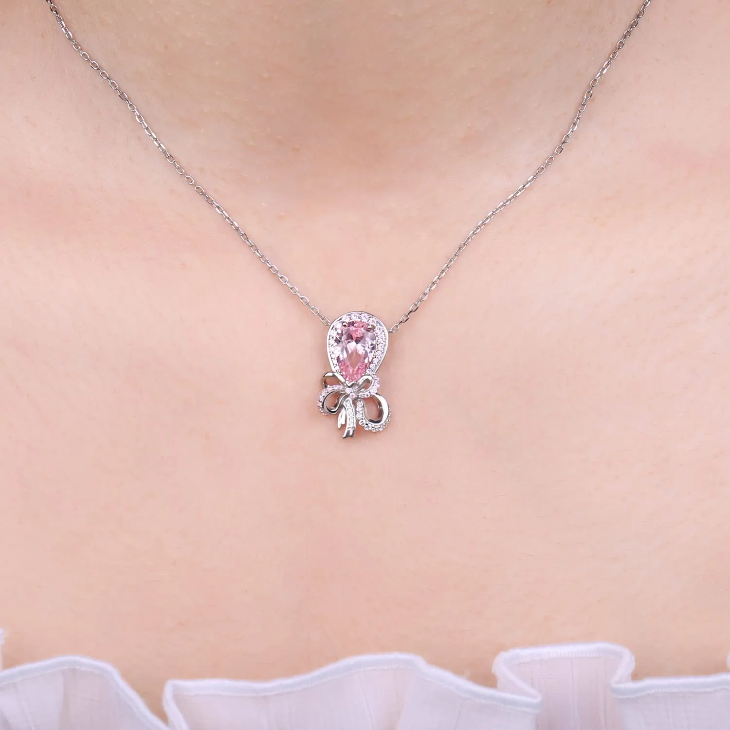 JewelryPalace Farfalla 3.1ct collana argento zaffiro rosa