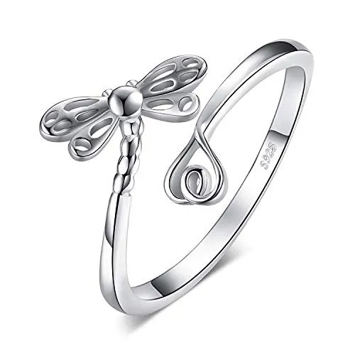 JewelryPalace Libellula Anello Aperto Argento Regolabile