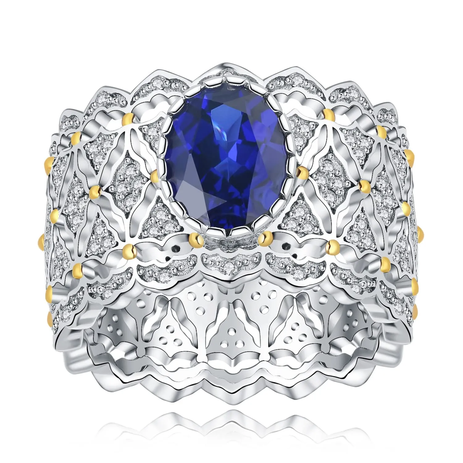 JewelryPalace Vintage 2.4ct Anello Solitario Zaffiro Blu