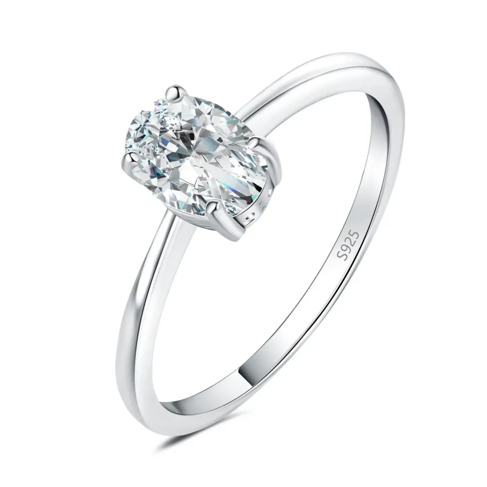 JewelryPalace 1-2ct Anello Solitario Ovale Argento
