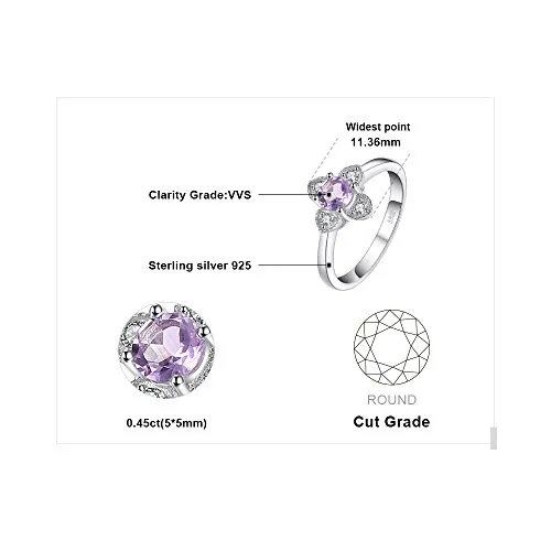 JewelryPalace Fiore Anello Ametista Tondo Oro Rosa Argento
