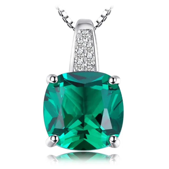 JewelryPalace Collana Argento Smeraldo Verde 3.4ct Cuscino
