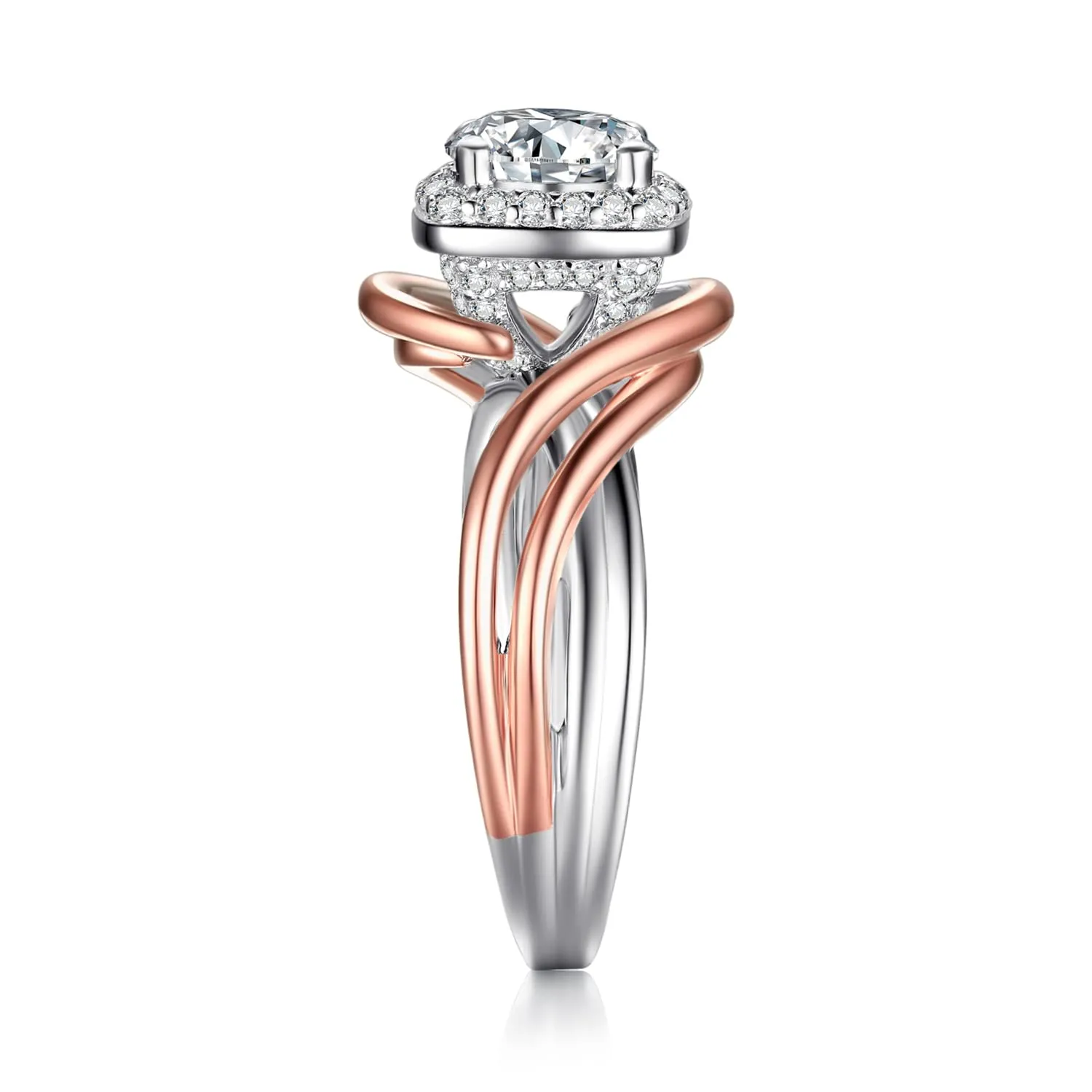 JewelryPalace Anello Infinito Moissanite Argento Oro Rosa