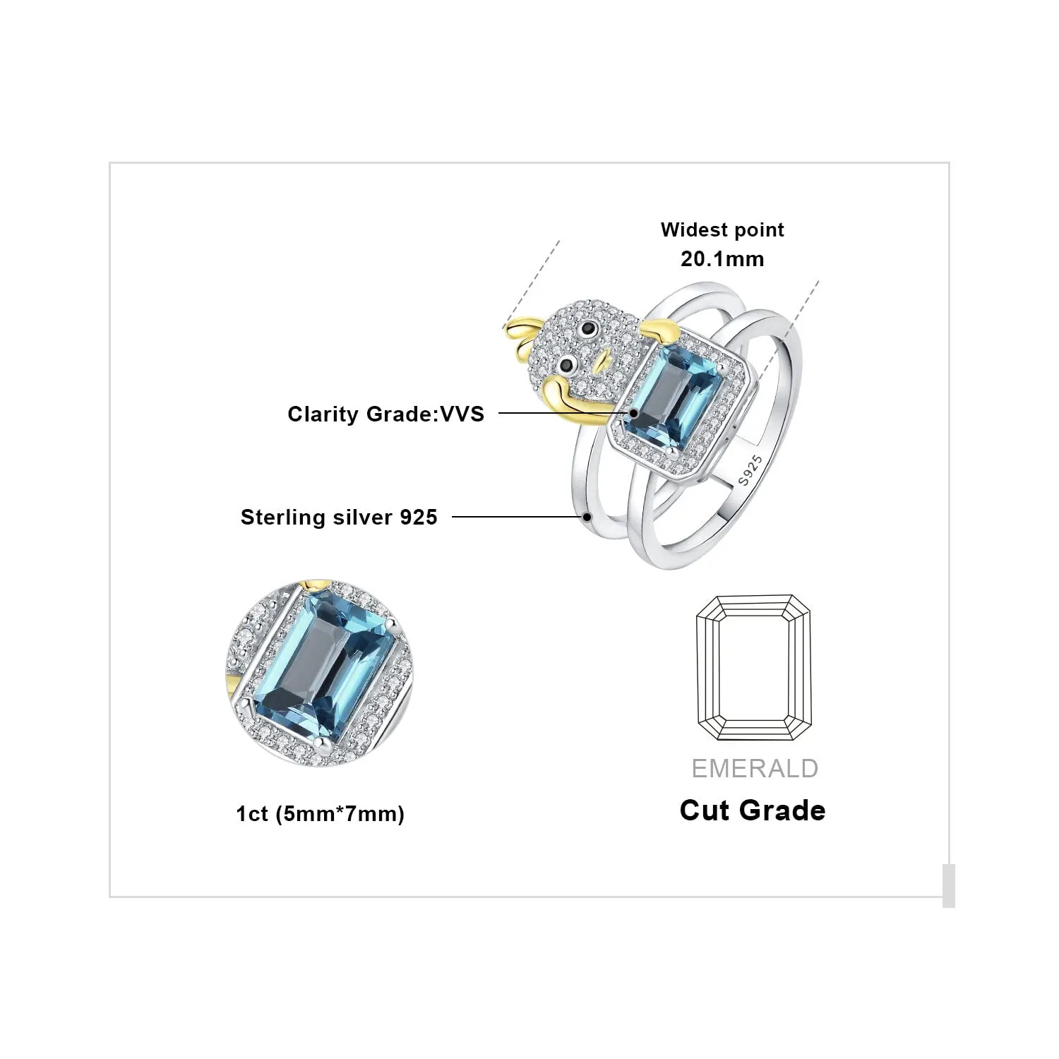 JewelryPalace Halo anello 0.6ct topazio blu London dorato