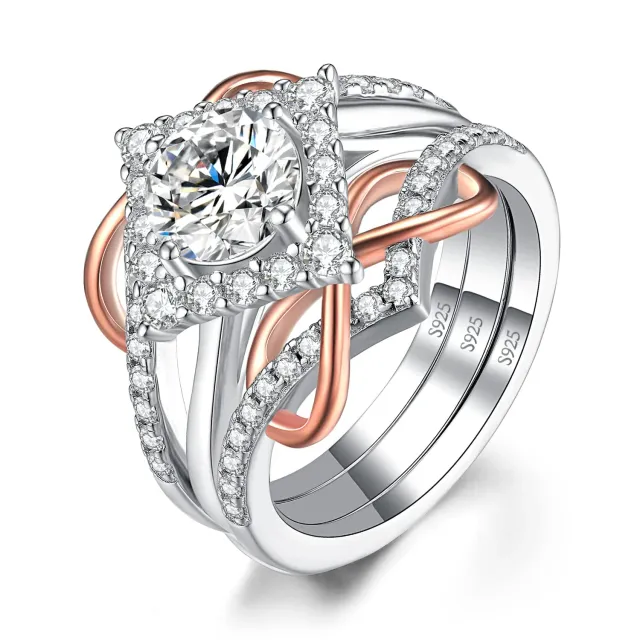 JewelryPalace Halo Vintage Anello Argento 925 Zirconia Rosa