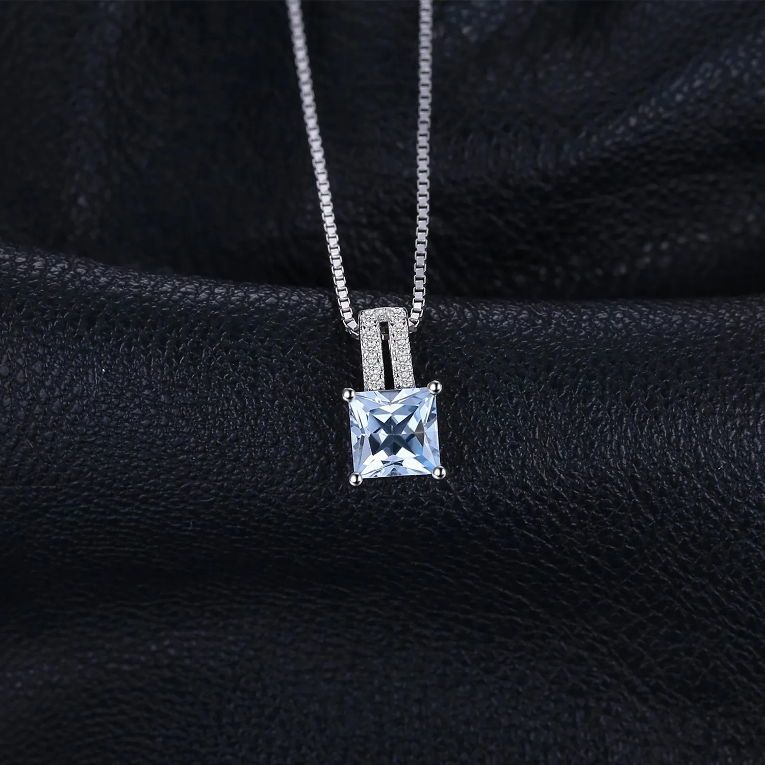JewelryPalace Quadrata collana argento topazio azzurro