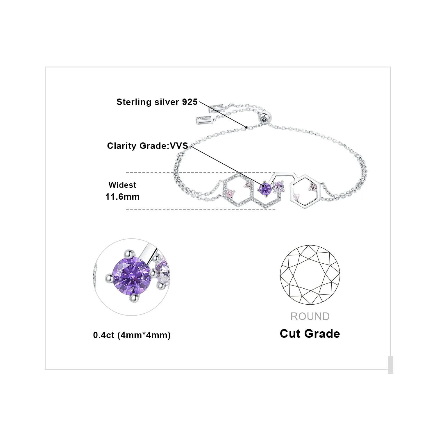 JewelryPalace Serotonina 0.9ct bracciale argento zirconia