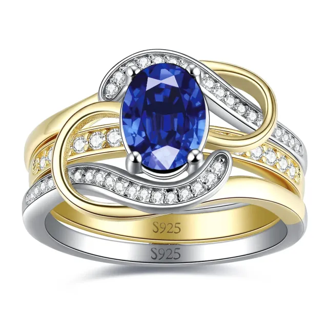 JewelryPalace Vintage Corona Infinito anello argento zaffiro blu