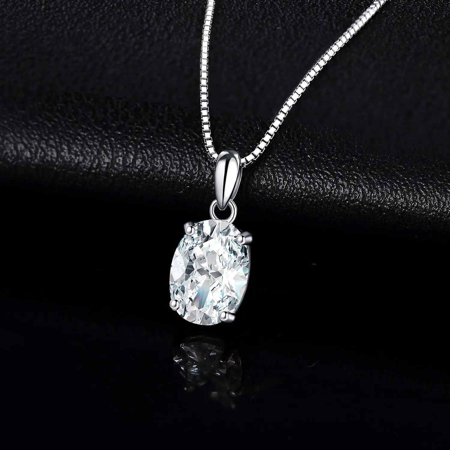 JewelryPalace Solitario Collana Argento 925 Zirconia 2ct Ovale