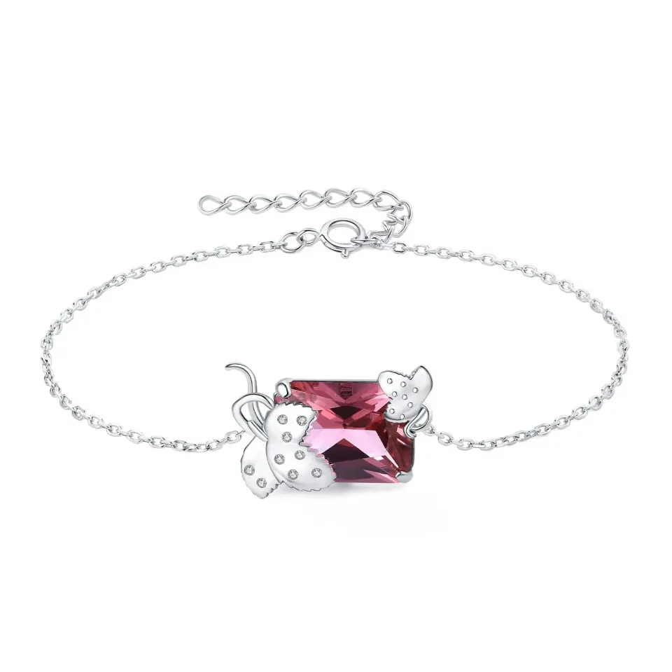 JewelryPalace Fragola 0.08ct bracciale argento zirconia rosa foglia