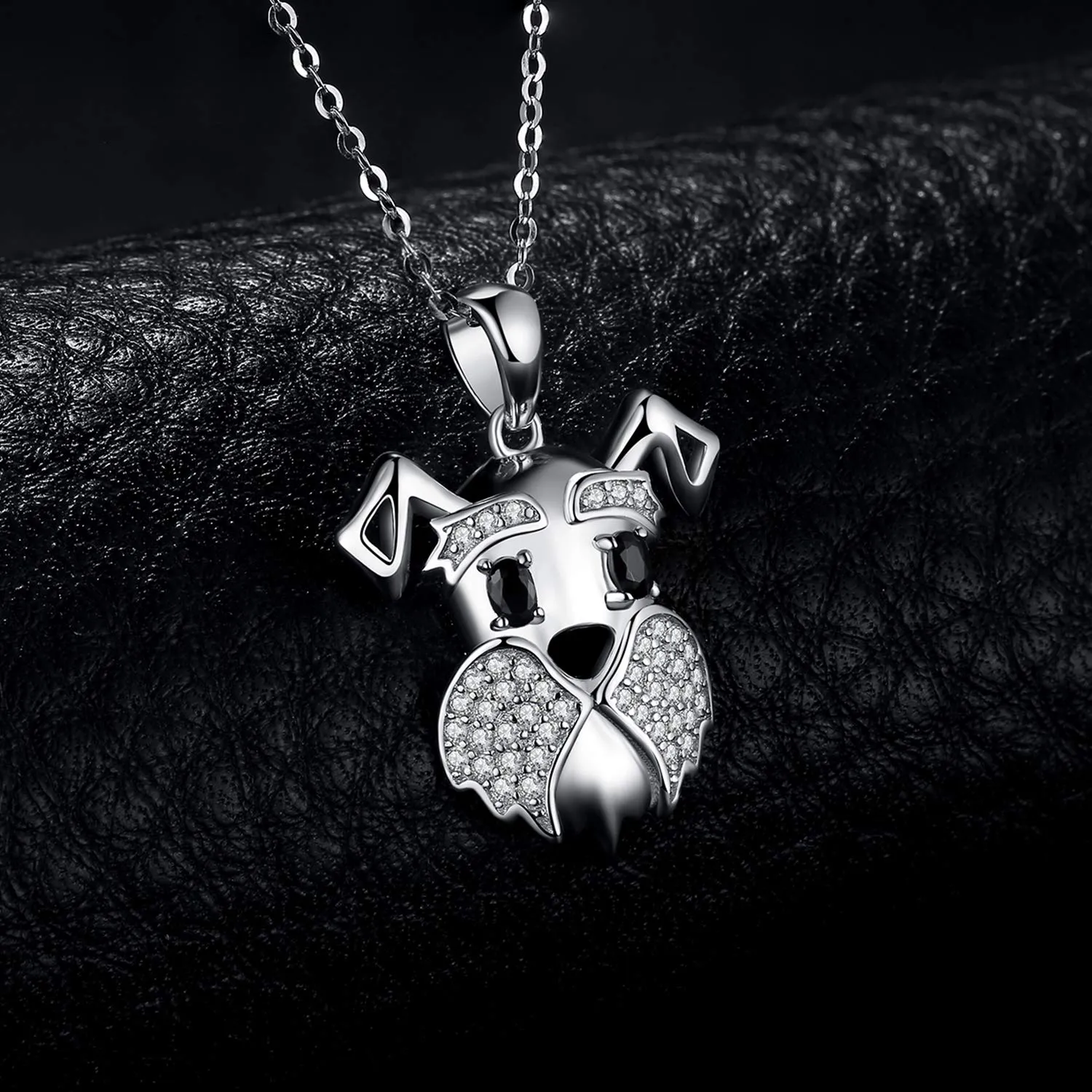 JewelryPalace Puppy Cane Collana Argento Spinello Nero