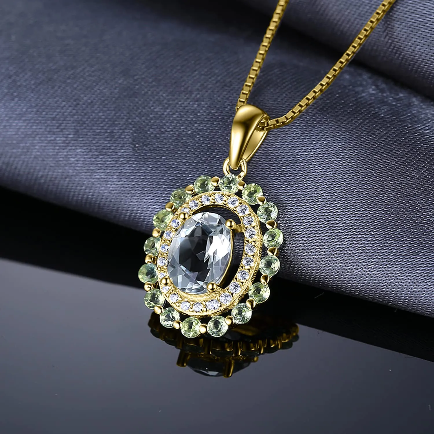 JewelryPalace Peridoto collana argento ovale 2ct catena 45cm
