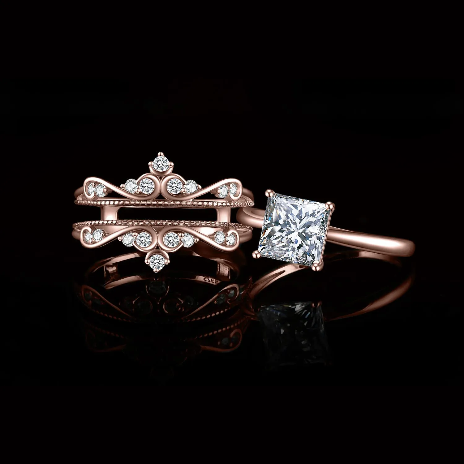 JewelryPalace Vintage Anello Oro Rosa Principessa 2ct