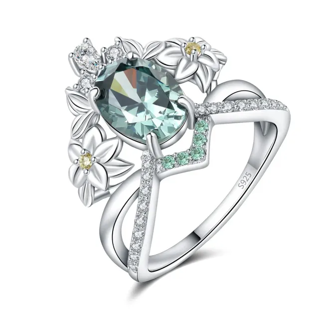 JewelryPalace Corona 0.5ct Ovale anello zirconia verde