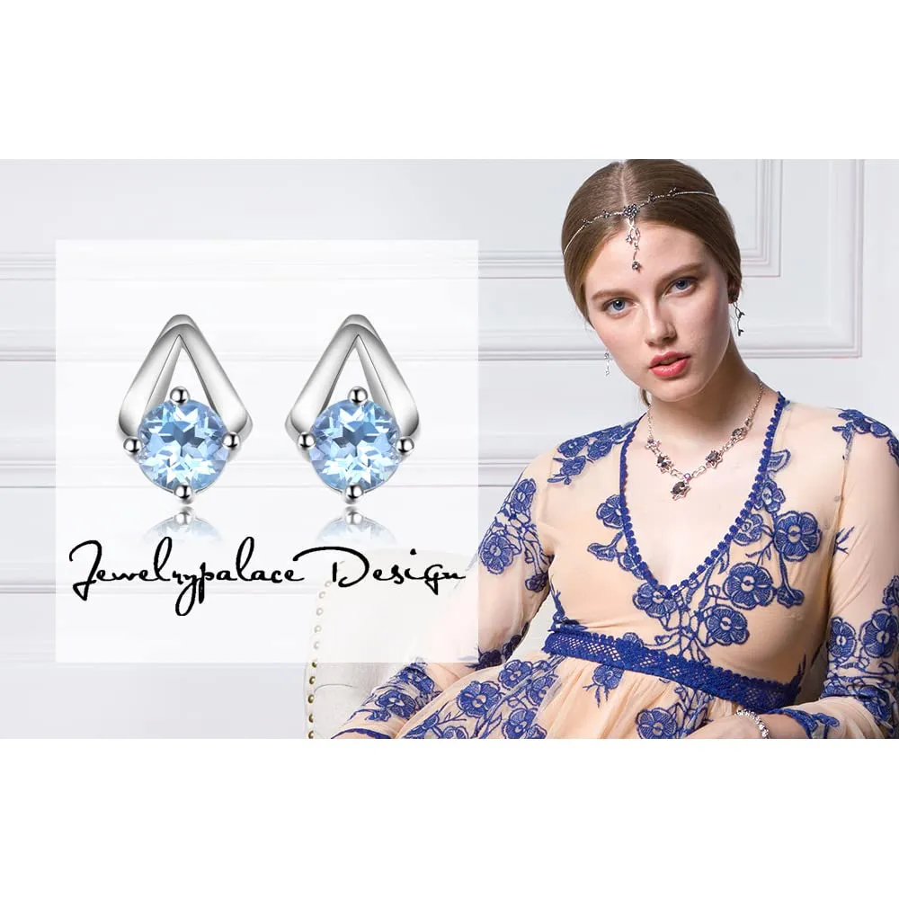 JewelryPalace Ventaglio 1.2ct orecchini argento 925 topazio tondo