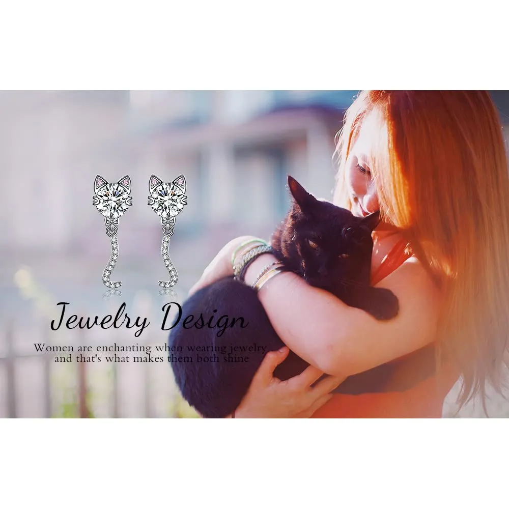 JewelryPalace Gatto 4ct Orecchini Pendenti Argento 925 Zirconia Rosa