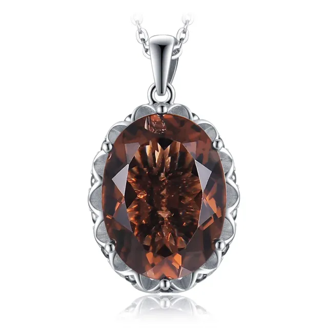 JewelryPalace 8.1ct Quarzo Fume Collana Pendente Argento 45cm