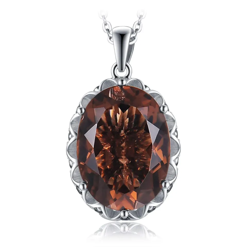 JewelryPalace 8.1ct Quarzo Fume Collana Pendente Argento 45cm