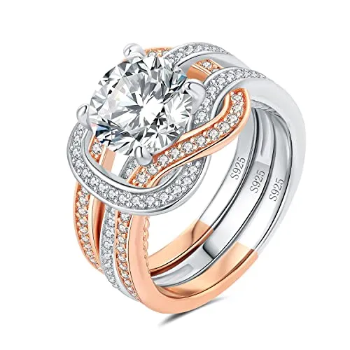 JewelryPalace Classico 3ct Anello Solitario Argento Oro Rosa