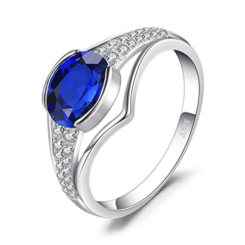 JewelryPalace Anello Zaffiro Blu Ovale 1.9ct Argento 925 Misura 9.5