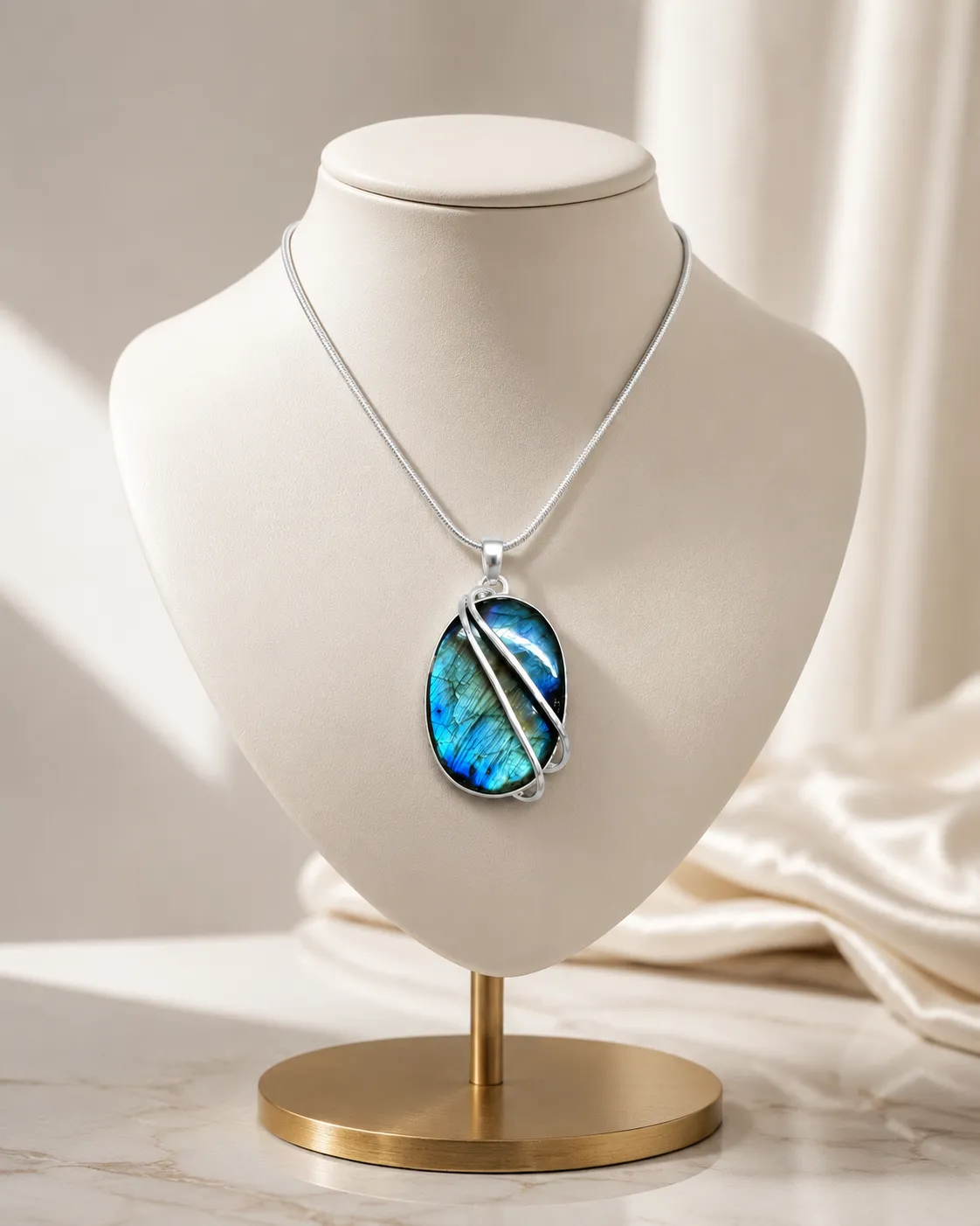 Victoria Jane Labradorite collana argento pendente lungo