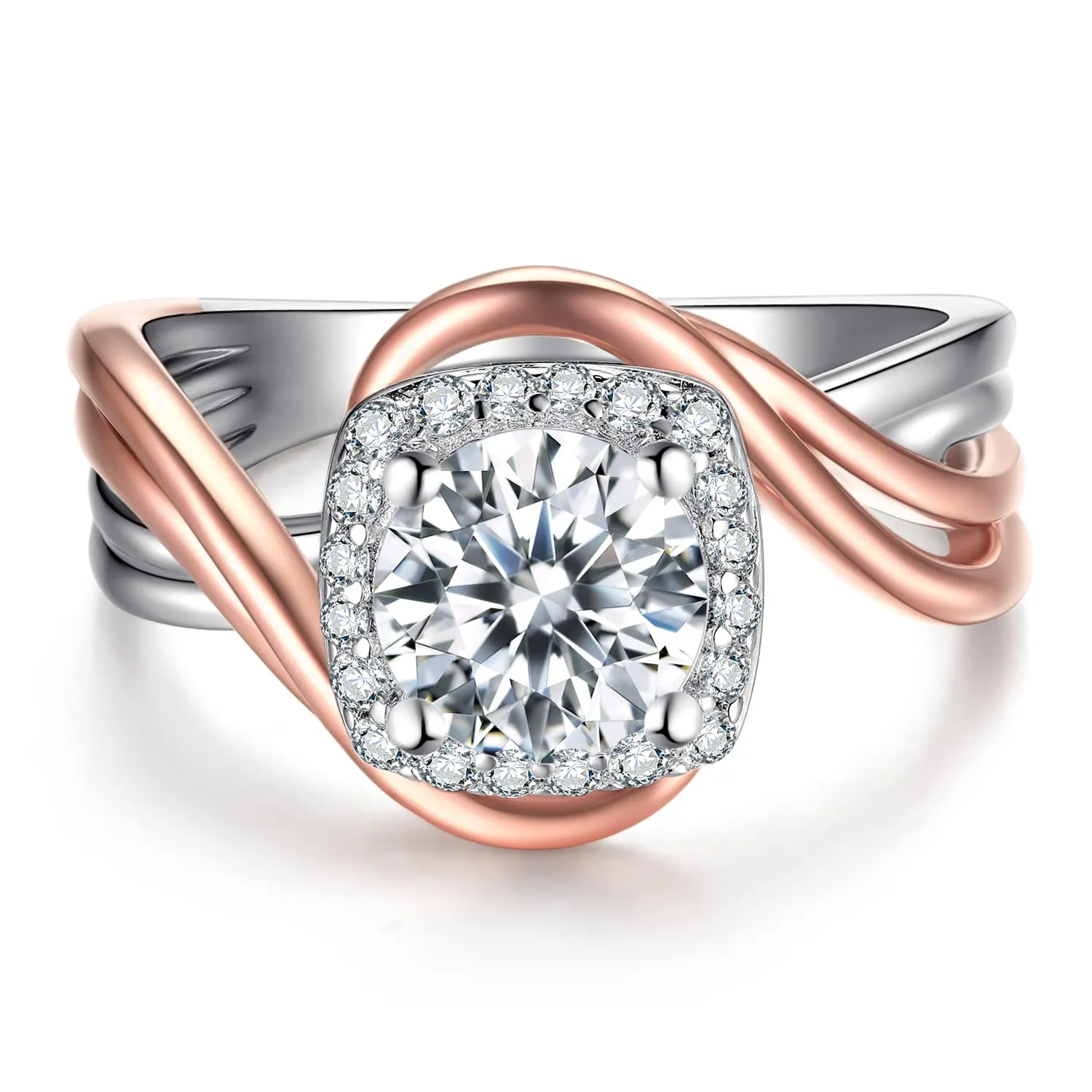 JewelryPalace Anello Infinito Moissanite Argento Oro Rosa