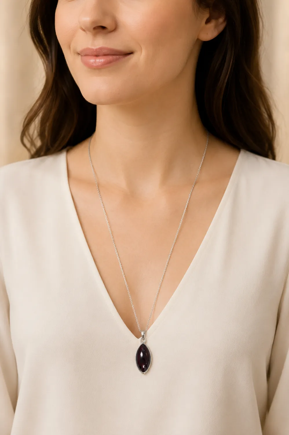 Victoria Jane Marquise collana argento granato 18"