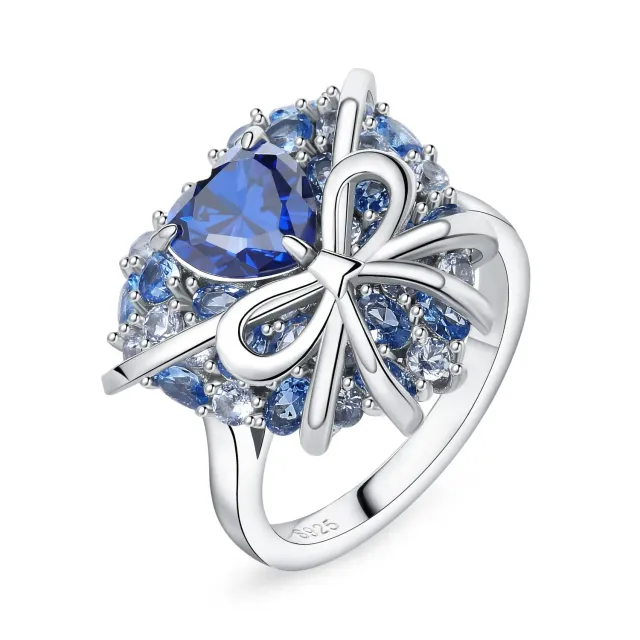 JewelryPalace Cuore 5ct anello zirconia blu argento