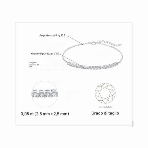 JewelryPalace Amor Eterno bracciale argento tre ori rotondo