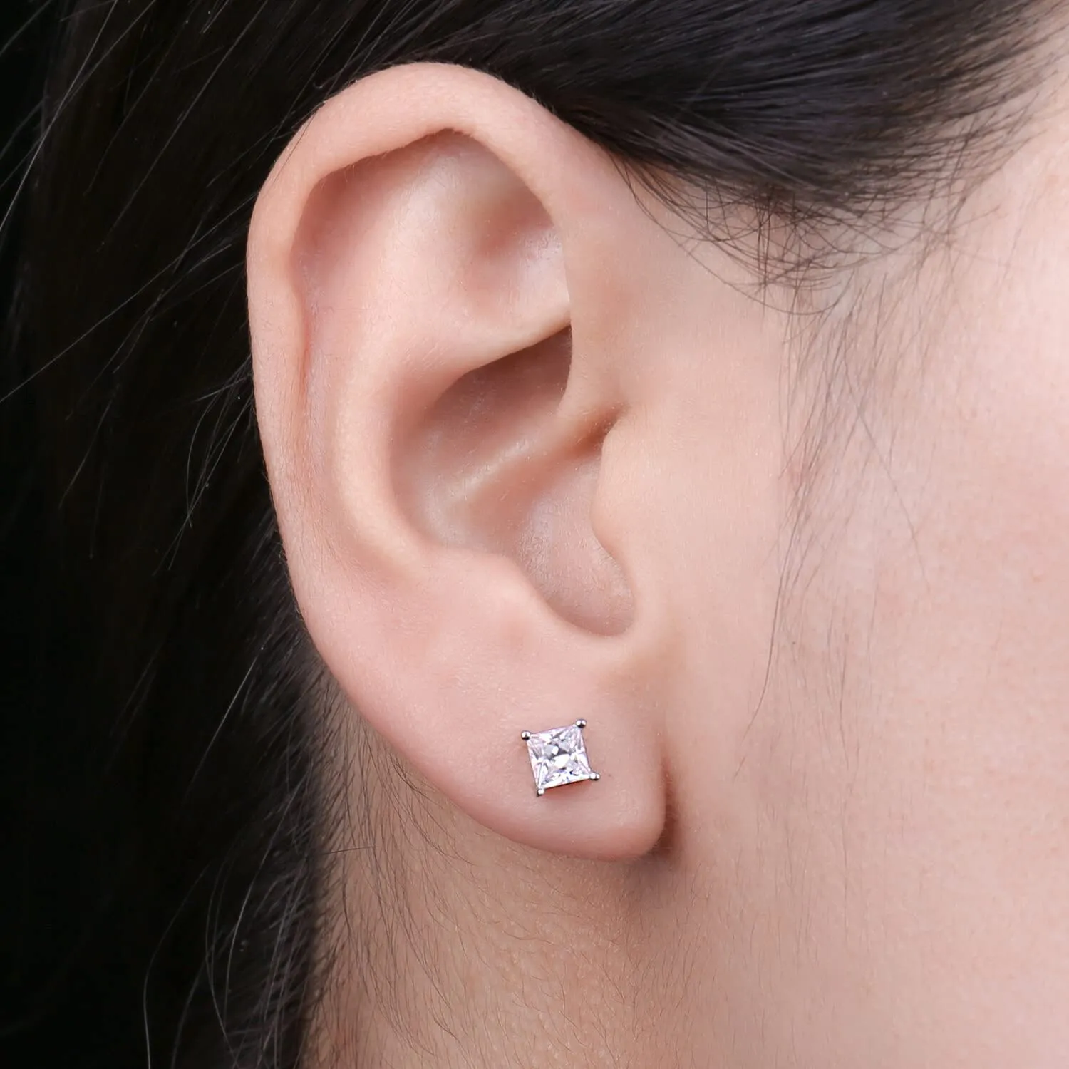 JewelryPalace 0.8ct orecchini lobo argento 925 taglio principessa