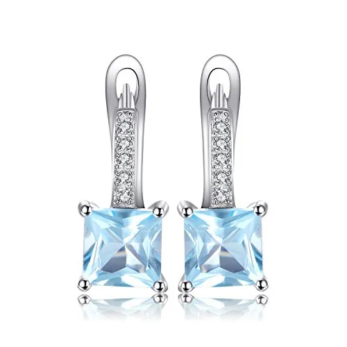 JewelryPalace orecchini cerchio argento 925 topazio azzurro