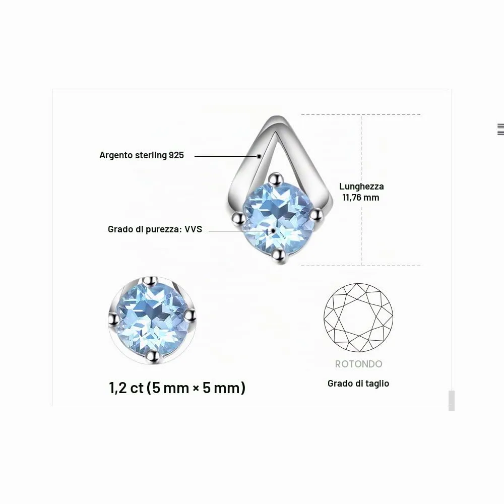 JewelryPalace Ventaglio 1.2ct orecchini argento 925 topazio tondo