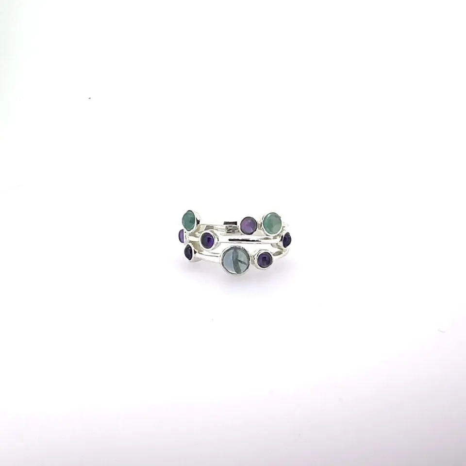 Victoria Jane Raindrops anello argento ametista topazio