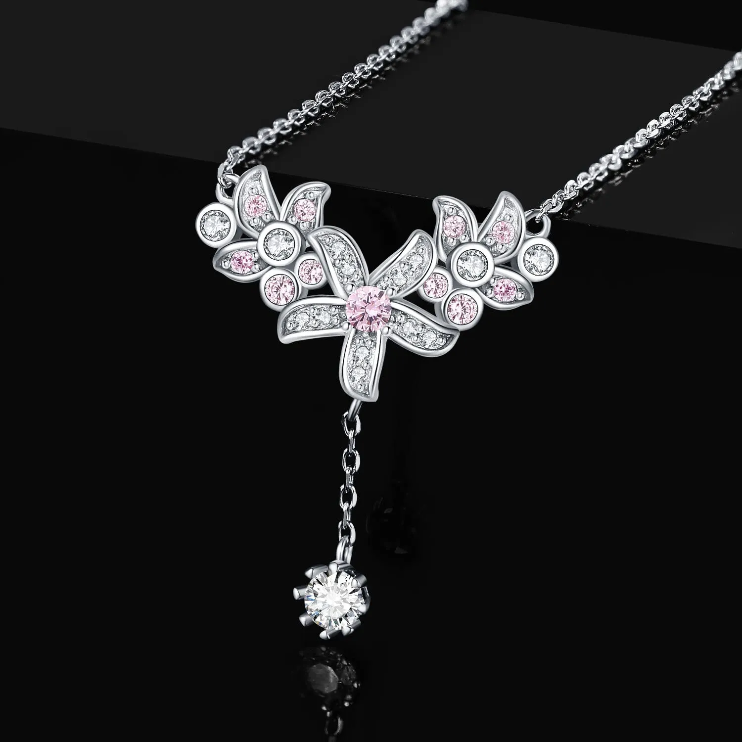 JewelryPalace Vintage Fiori 0.8ct collana argento rosa