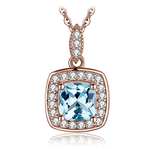 JewelryPalace Halo 1.2ct Collana topazio azzurro oro rosa
