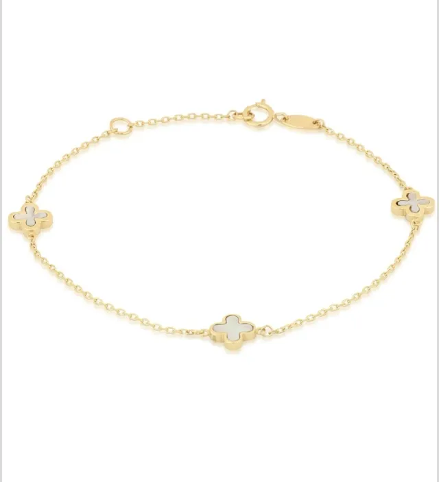 Gioielli Celiento Quadrifoglio bracciale oro 18kt madreperla