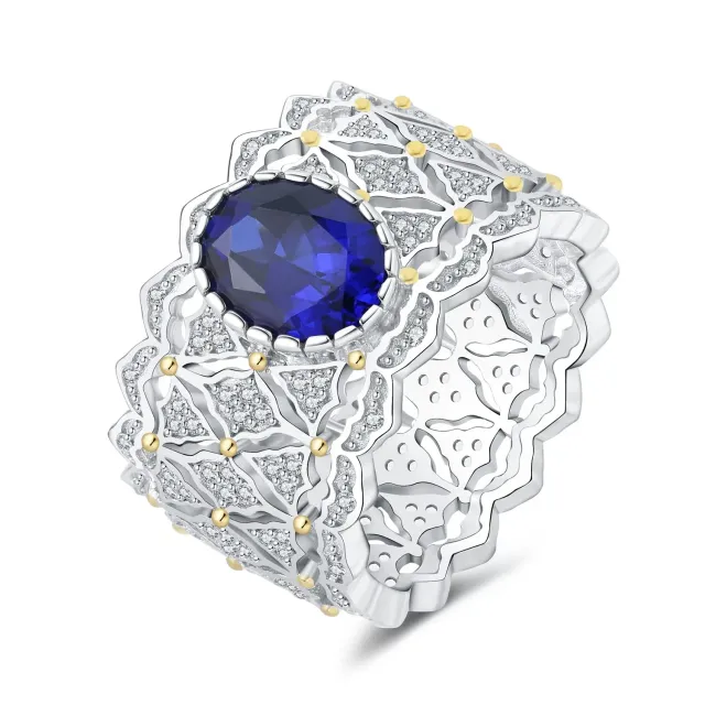 JewelryPalace Vintage 2.4ct Anello Solitario Zaffiro Blu