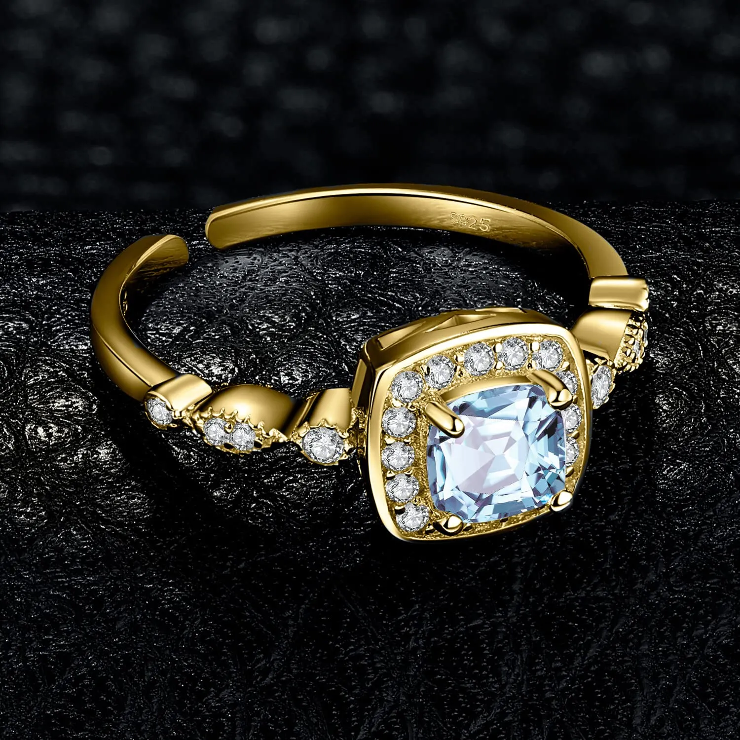 JewelryPalace Halo anello argento placcato oro topazio