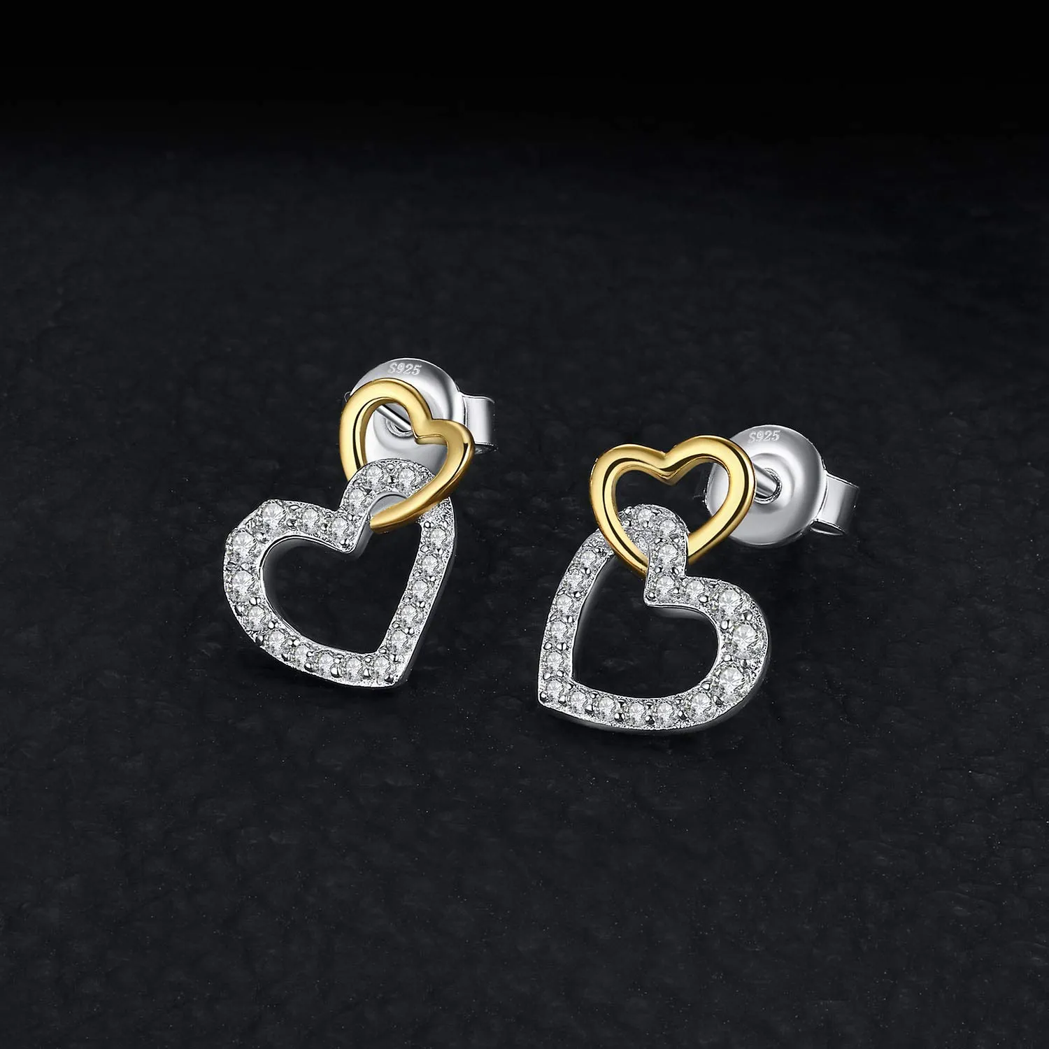 JewelryPalace Cuore Orecchini argento 925 dorati zirconia