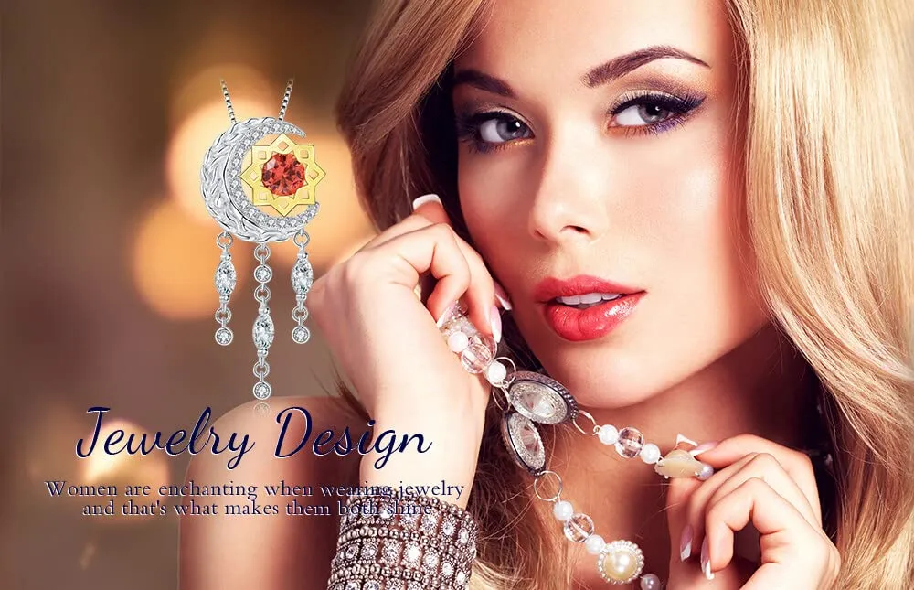 JewelryPalace Luna Stella 2.9ct collana arancione 45cm