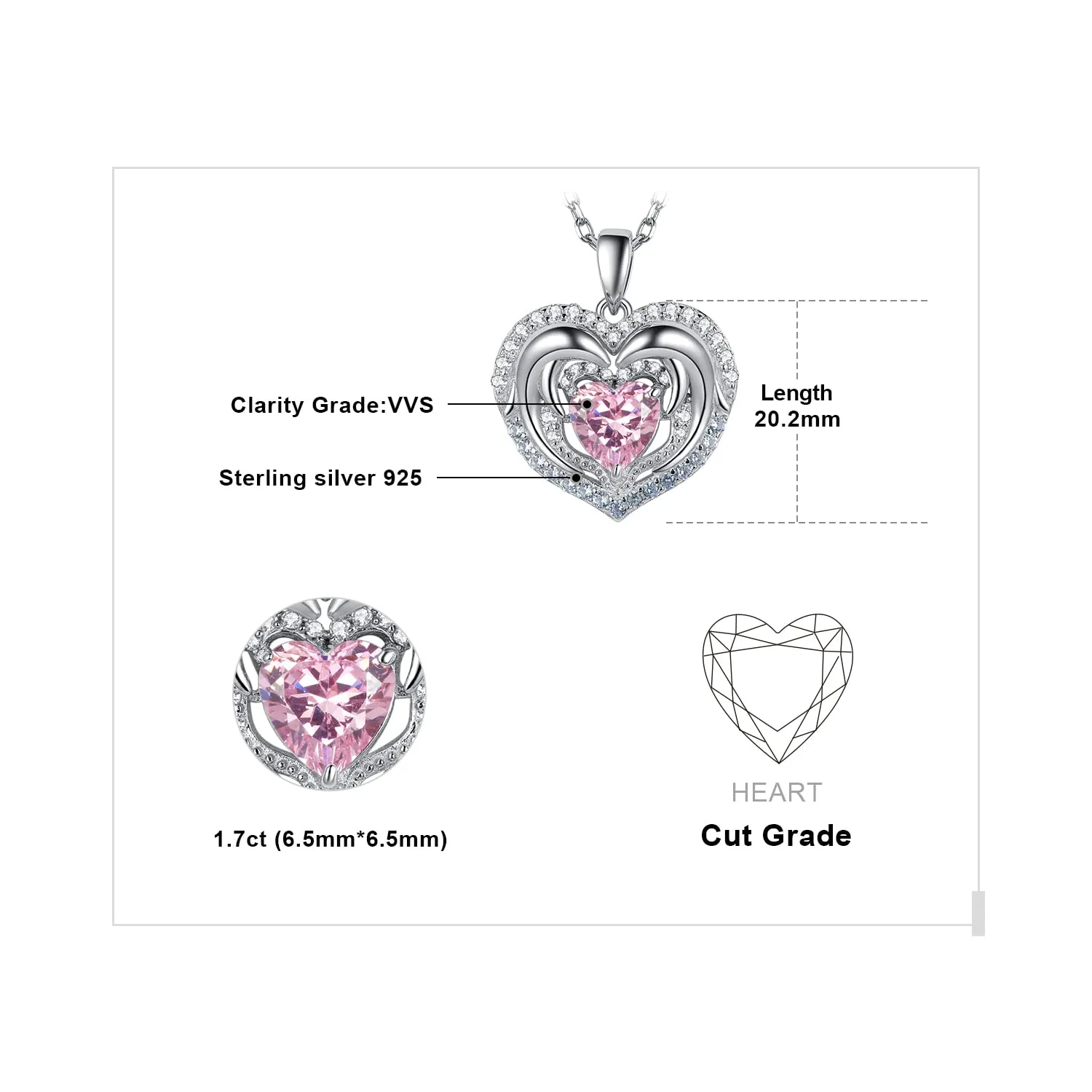 JewelryPalace Delfino 2ct Collana Argento Rosa 45cm