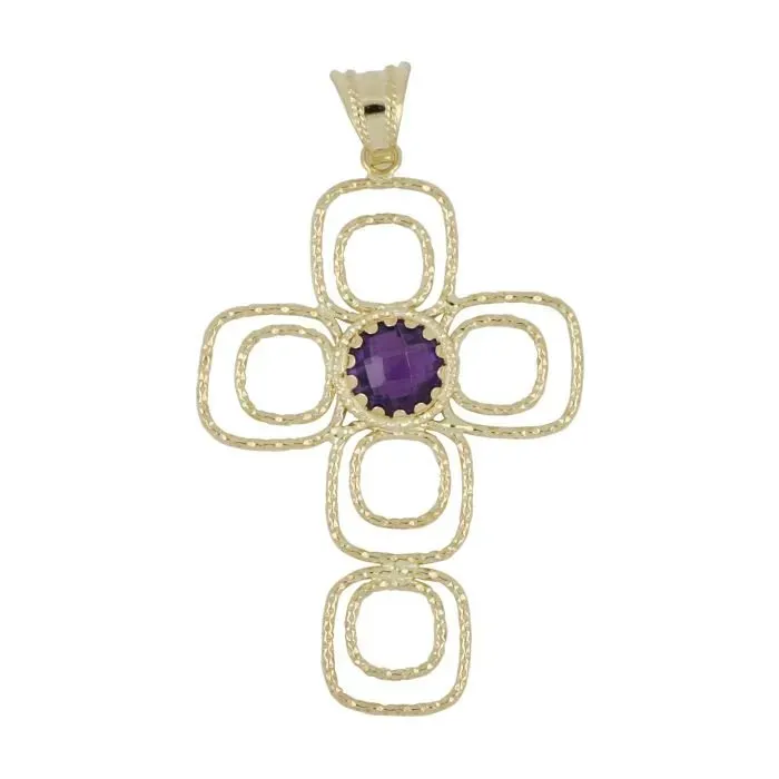 Gioielli Celiento Croce Traforata Ciondolo Oro Giallo 18Kt