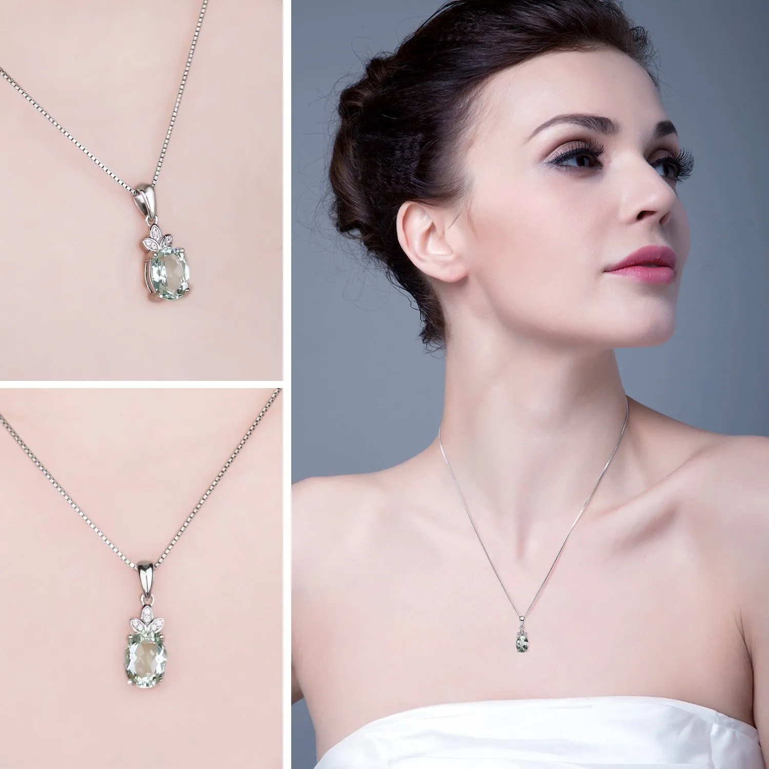 JewelryPalace Classica ovale collana argento 925 ametista verde