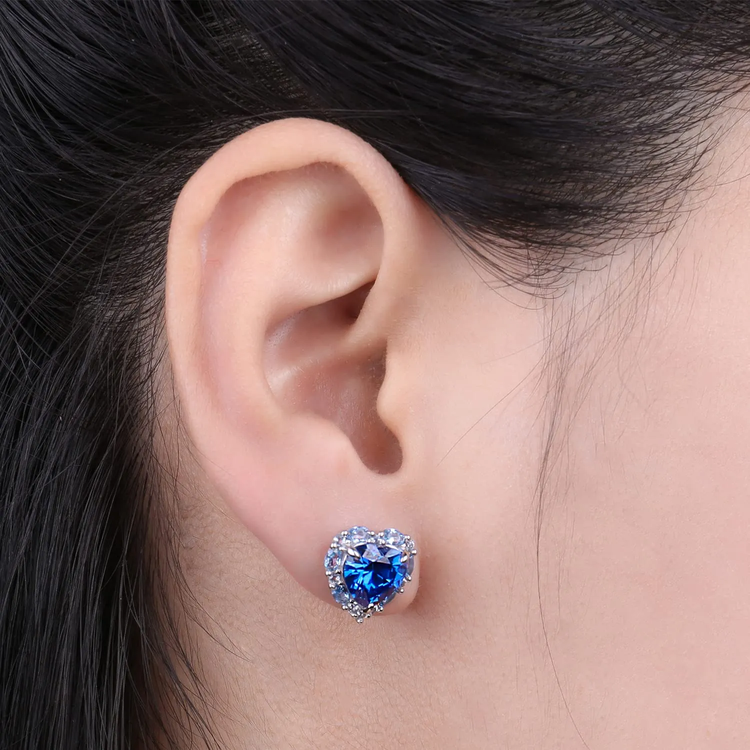 JewelryPalace Cuore 5ct Orecchini Argento 925 Zirconia Blu