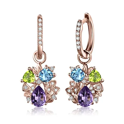 JewelryPalace 2ct Orecchini Pendenti Argento 925 Ametista Viola